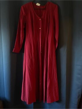 Smart Set Long-Sleeve Button-Front Dress in Burgundy